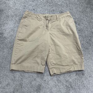 L.L. Bean Bermuda Shorts Womens 12 Reg Khaki Brown High Rise Pocket Casual 32x11